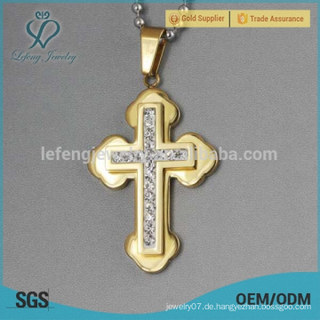 Kundenspezifische Edelstahl-Goldkreuz-hängende Schmucksachen